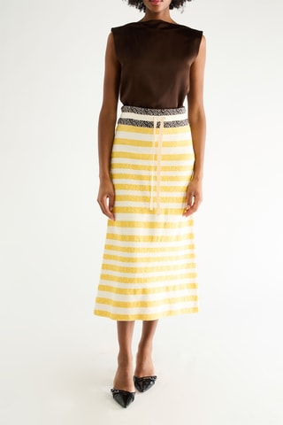 Jupe midi taille haute - Jaune