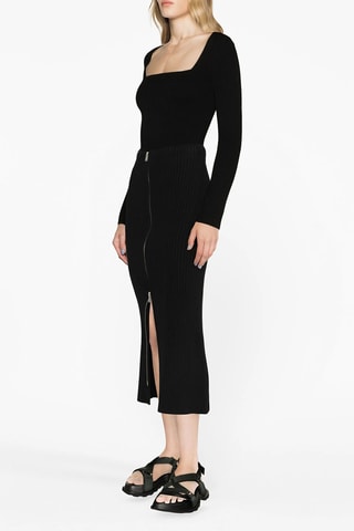 Jupe droite taille haute - Noir