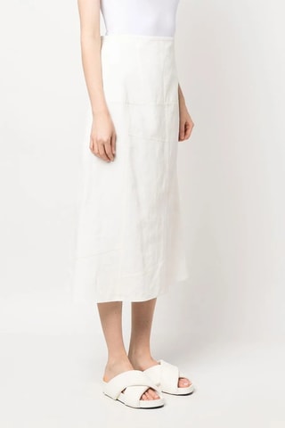 Jupe midi en lin taille haute - Blanc