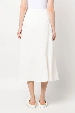 Jupe midi en lin taille haute - Blanc