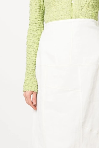 Jupe midi en lin taille haute - Blanc