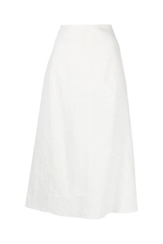 Jupe midi en lin taille haute - Blanc
