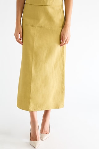 Jupe midi en lin - Jaune