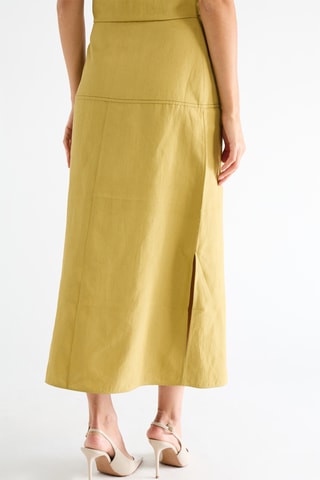 Jupe midi en lin - Jaune