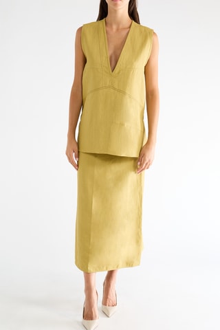 Jupe midi en lin - Jaune