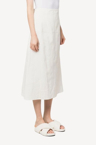 Jupe midi en lin taille haute - Blanc