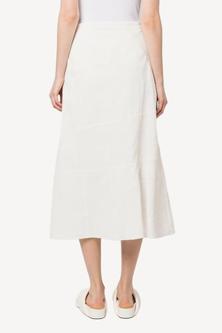 Jupe midi en lin taille haute - Blanc