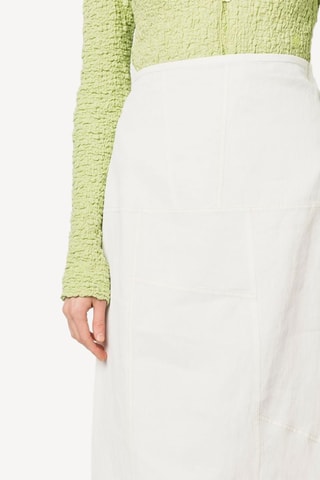 Jupe midi en lin taille haute - Blanc