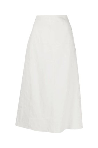 Jupe midi en lin taille haute - Blanc