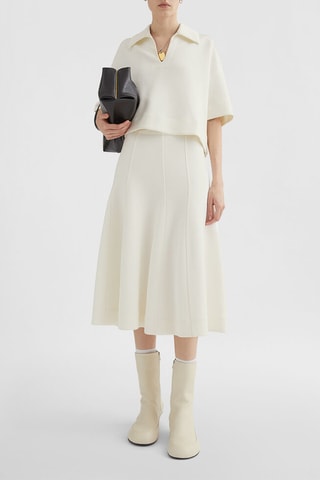 Jupe patineuse taille haute - Blanc