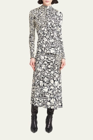 Jupe midi en lin - Bleu marine