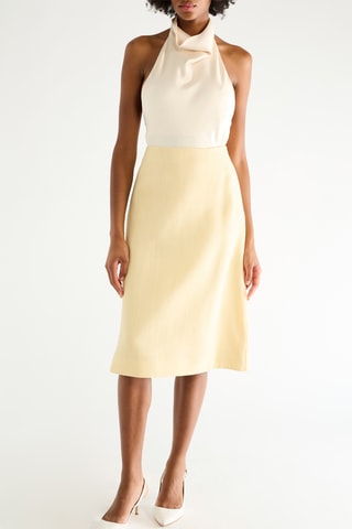 Jupe midi en soie - Jaune