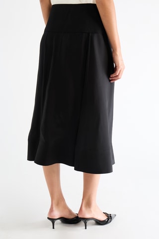 Jupe midi en laine taille haute - Noir