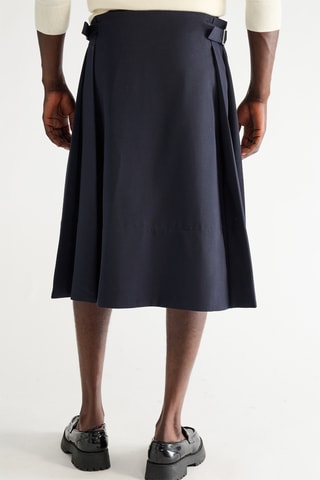 Jupe portefeuille en laine - Bleu marine