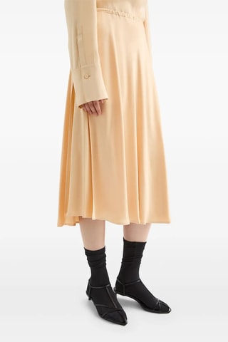 Jupe trapèze en laine - Beige