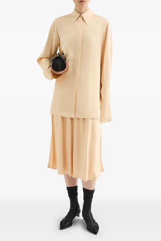 Jupe trapèze en laine - Beige