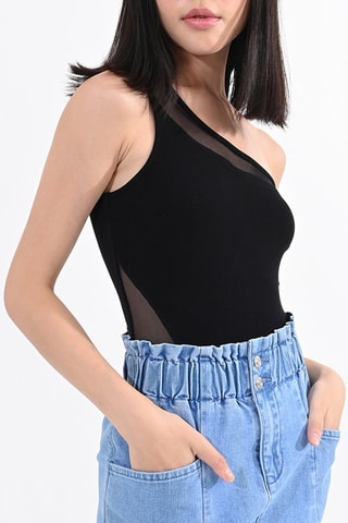 Maillot 1 pièce asymétrique - Noir- Lili Sidonio