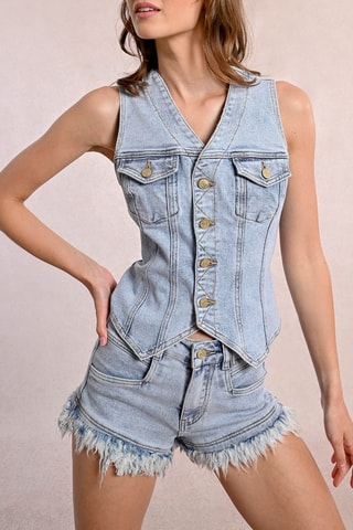 Gilet en jean sans manches - Bleu clair