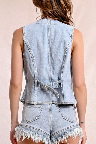 Gilet en jean sans manches - Bleu clair