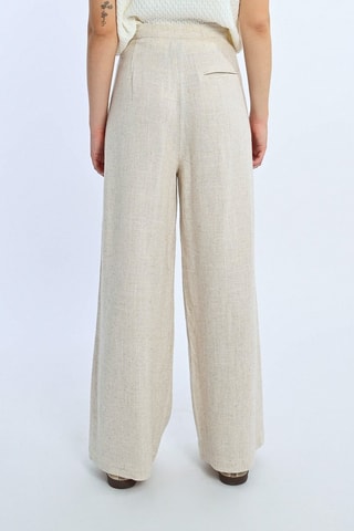 Pantalon en lin taille haute - Beige