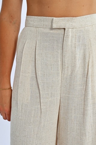 Pantalon en lin taille haute - Beige