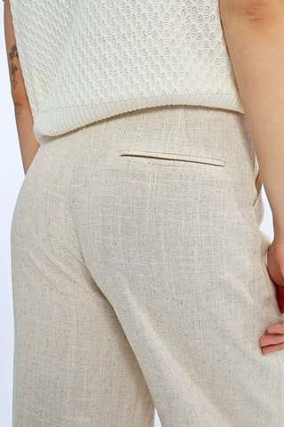 Pantalon en lin taille haute - Beige