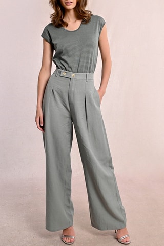 Pantalon en lin taille haute - Kaki - Molly Bracken