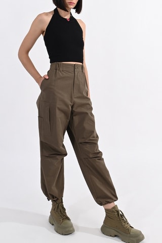 Pantalon taille haute - Kaki- Lili Sidonio
