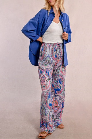 Pantalon taille haute - Blanc et rose - Molly Bracken
