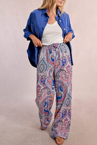 Pantalon taille haute - Blanc et rose - Molly Bracken