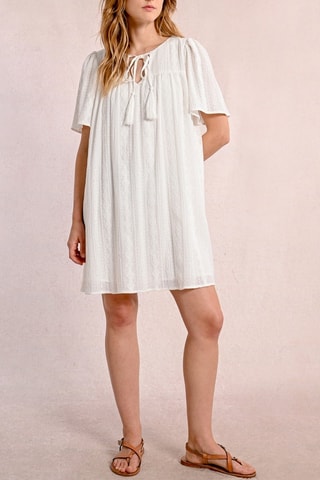 Robe droite en broderie anglaise - Ecru