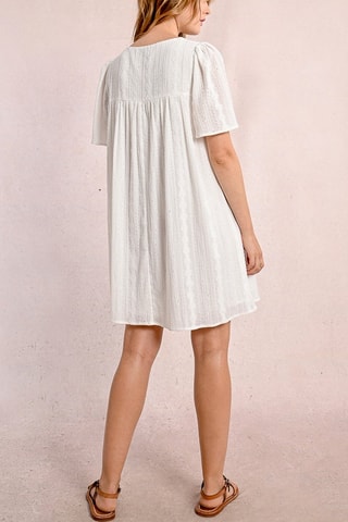 Robe droite en broderie anglaise - Ecru