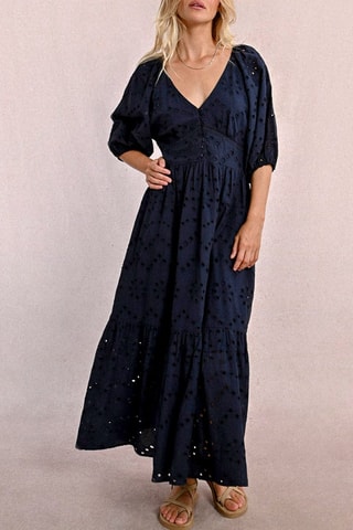 Vestido comprido - Azul-marinho