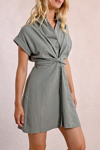 Robe chemise en lin - Kaki - Molly Bracken