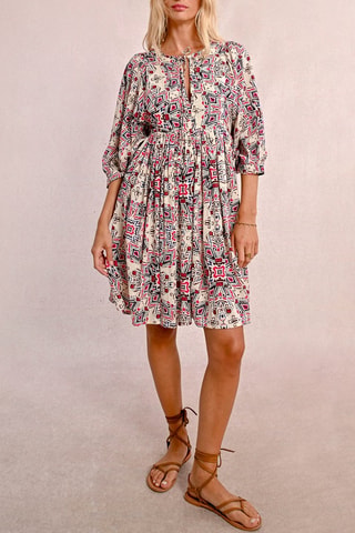 Robe droite - Ecru et rouge - Molly Bracken