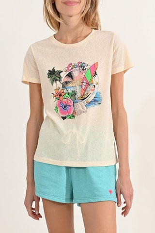 T-shirt - Ecru et vert clair- Lili Sidonio