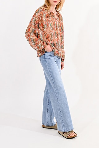 Blouse - Camel et blanc