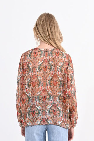 Blouse - Camel et blanc