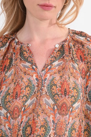 Blouse - Camel et blanc