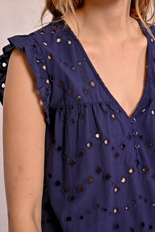 Blouse en broderie anglaise - Bleu marine - Molly Bracken
