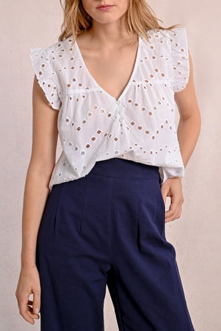 Blouse en broderie anglaise - Blanc - Molly Bracken