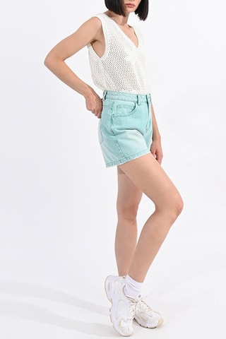 Short en jean taille haute - Ciel- Lili Sidonio