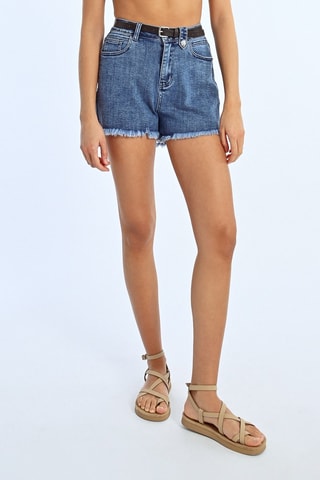 Short en jean taille haute - Bleu marine - Molly Bracken