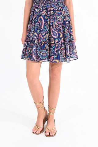 Jupe volantée taille haute - Bleu marine - Molly Bracken