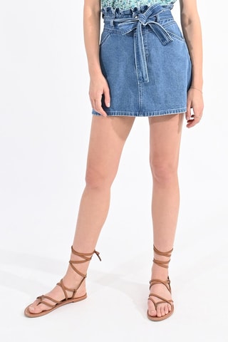 Jupe en jean taille haute - Ciel - Molly Bracken