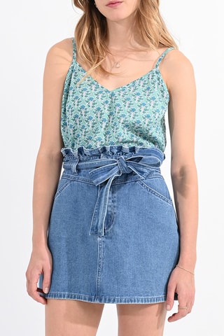 Jupe en jean taille haute - Ciel - Molly Bracken