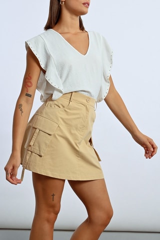 Jupe droite taille haute - Beige - Molly Bracken