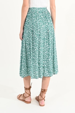 Jupe midi taille haute - Vert d'eau et blanc