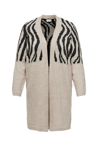 Cárdigan largo - Beige y gris