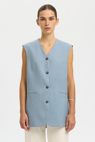 Chaleco largo - Azul claro - Selected